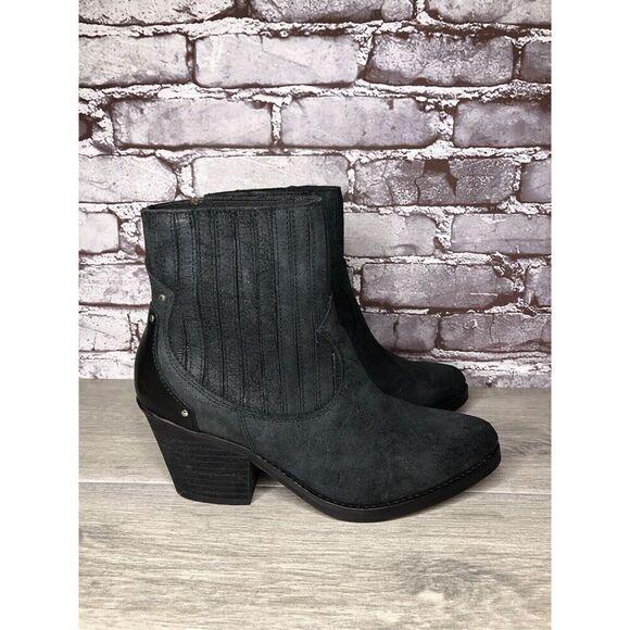 Musse & Cloud Black Suede Leather Chelsea Block Heel Boots Women’s Sz 9M US/40EU - Picture 3 of 16